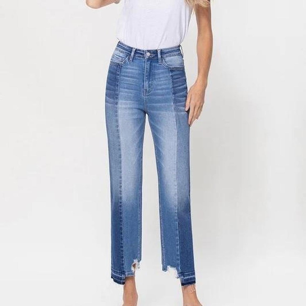 FLYING MONKEY 2‎ TONE DISTRESSED ANKLE STRAIGHT JEANS 27